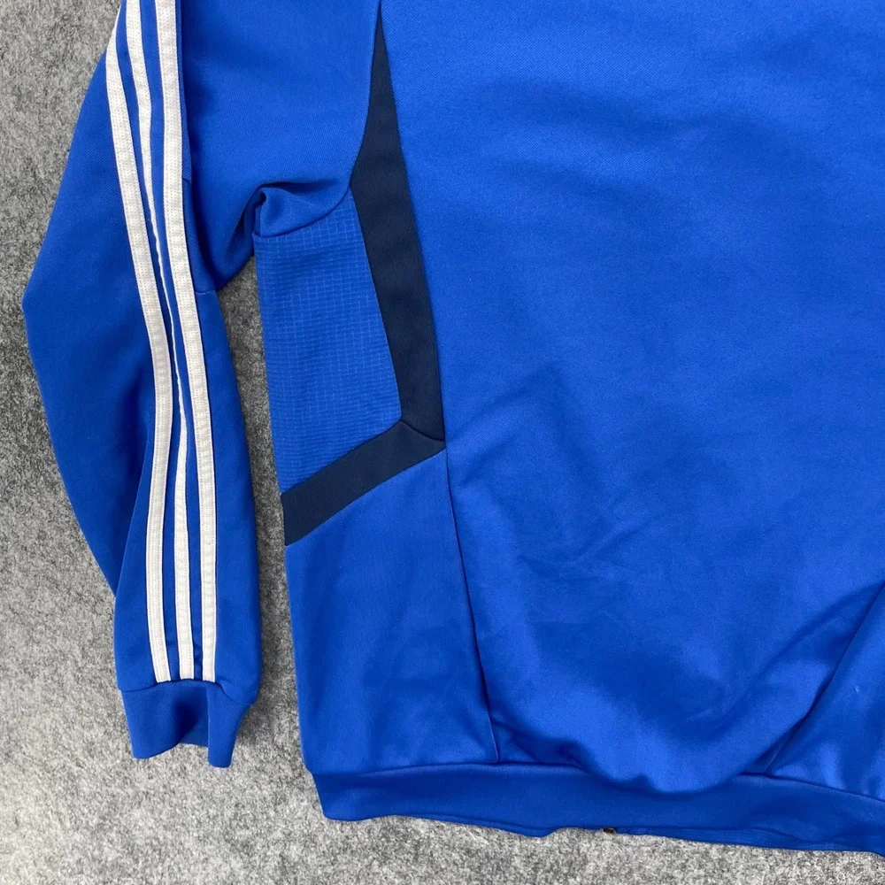 Adidas Track Jacket Mens Medium Climalite Blue Soccer Full Zip Stripe